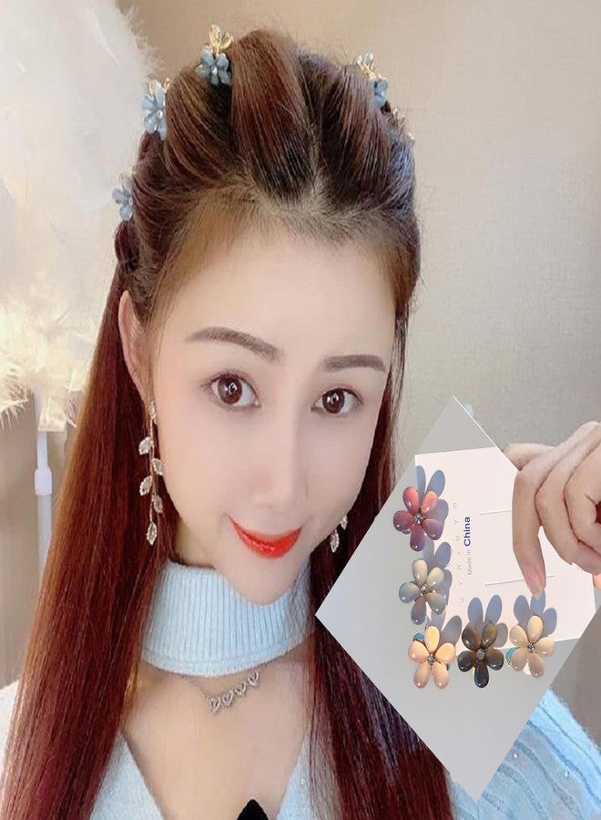 أسفيرز مشابك شعر صغيرة مزينة بالكريستال للنساء والفتيات، 20 قطعة من إكسسوارات الشعر بتصميم زهرة عين القطة المتدرجة (وردي) - Image 4